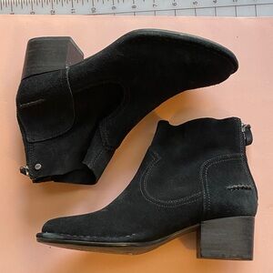 UGG Black Suede Ankle Booties with Low Block Heel